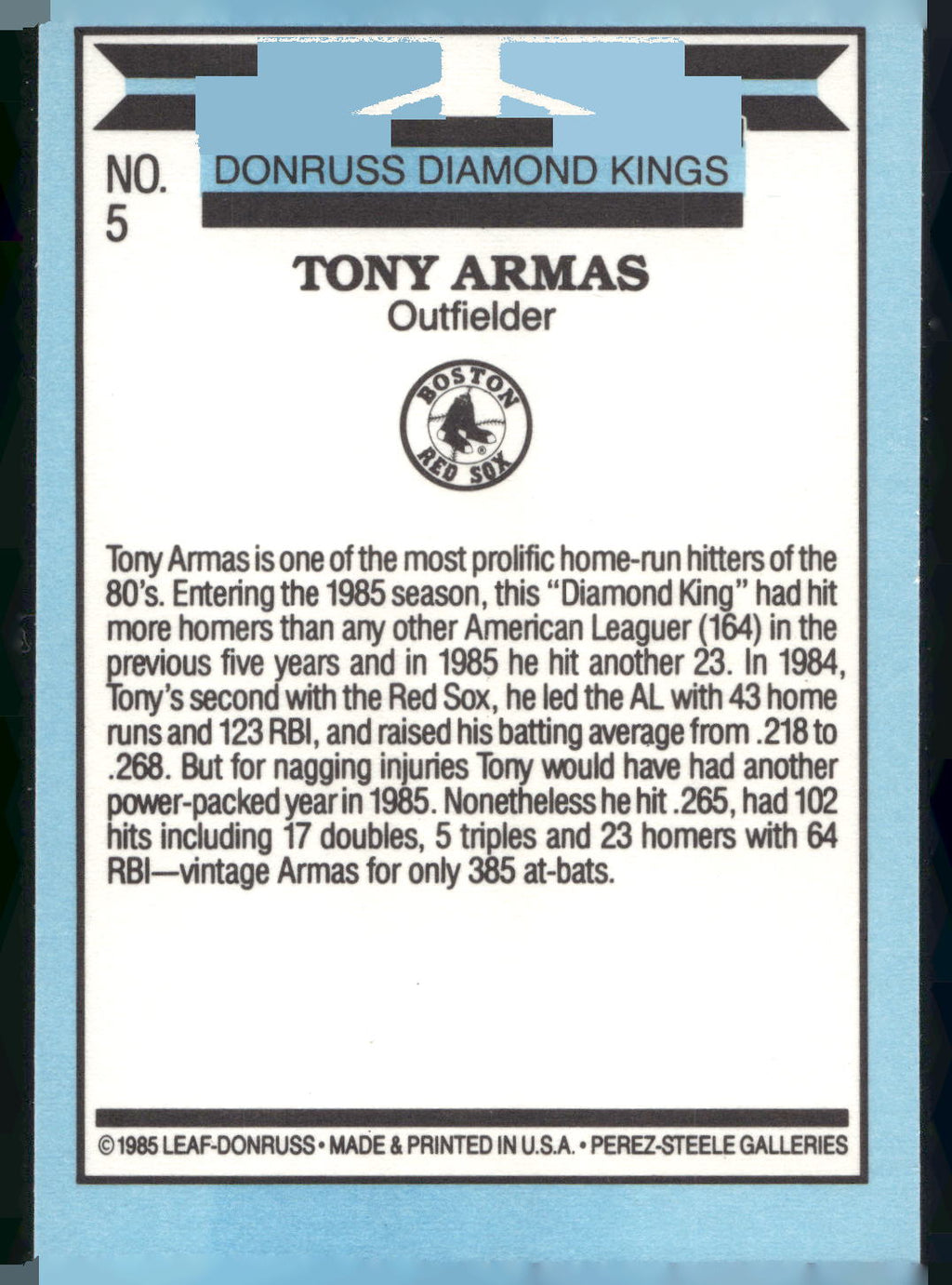 1986 Leaf #5 Tony Armas