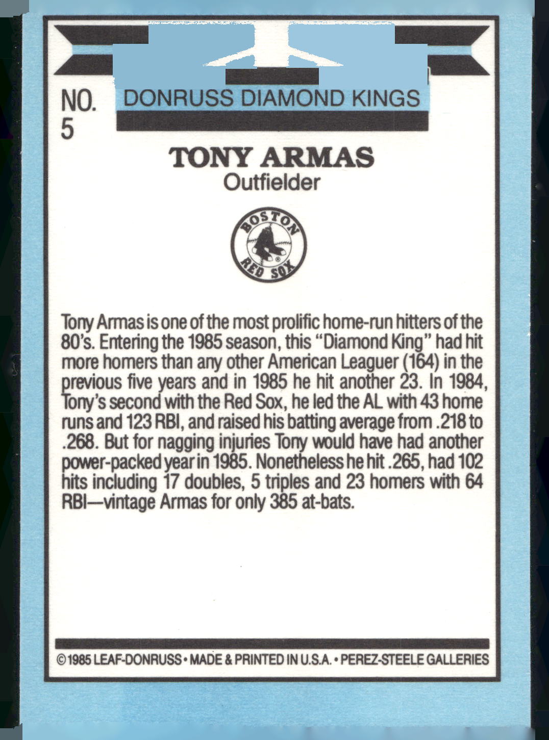 1986 Leaf #5 Tony Armas