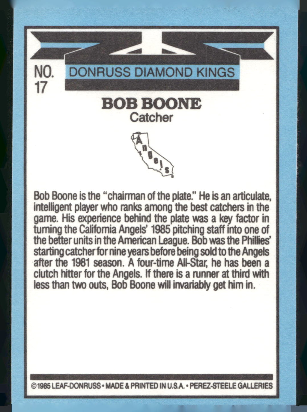 1986 Leaf #17 Bob Boone