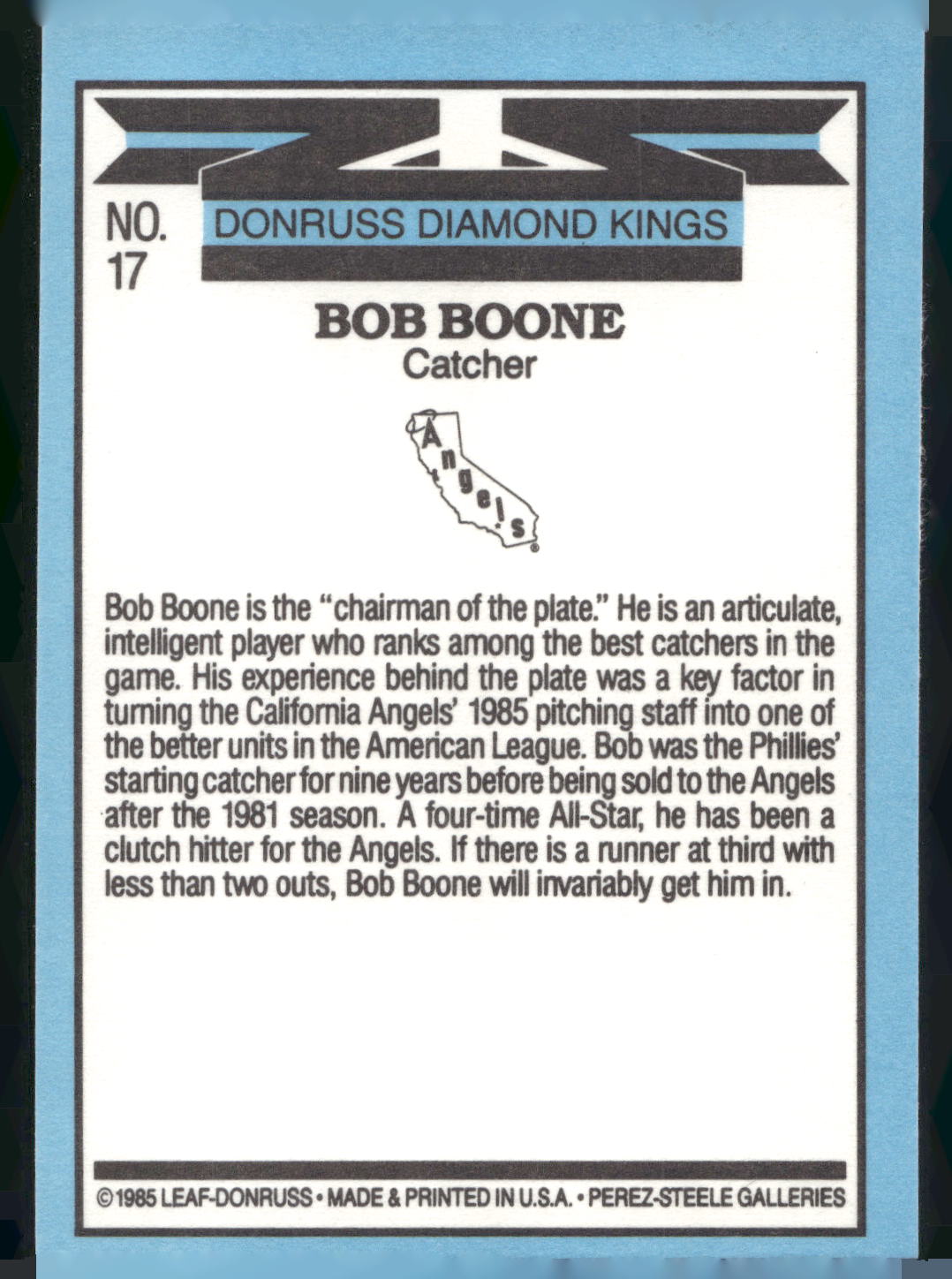 1986 Leaf #17 Bob Boone