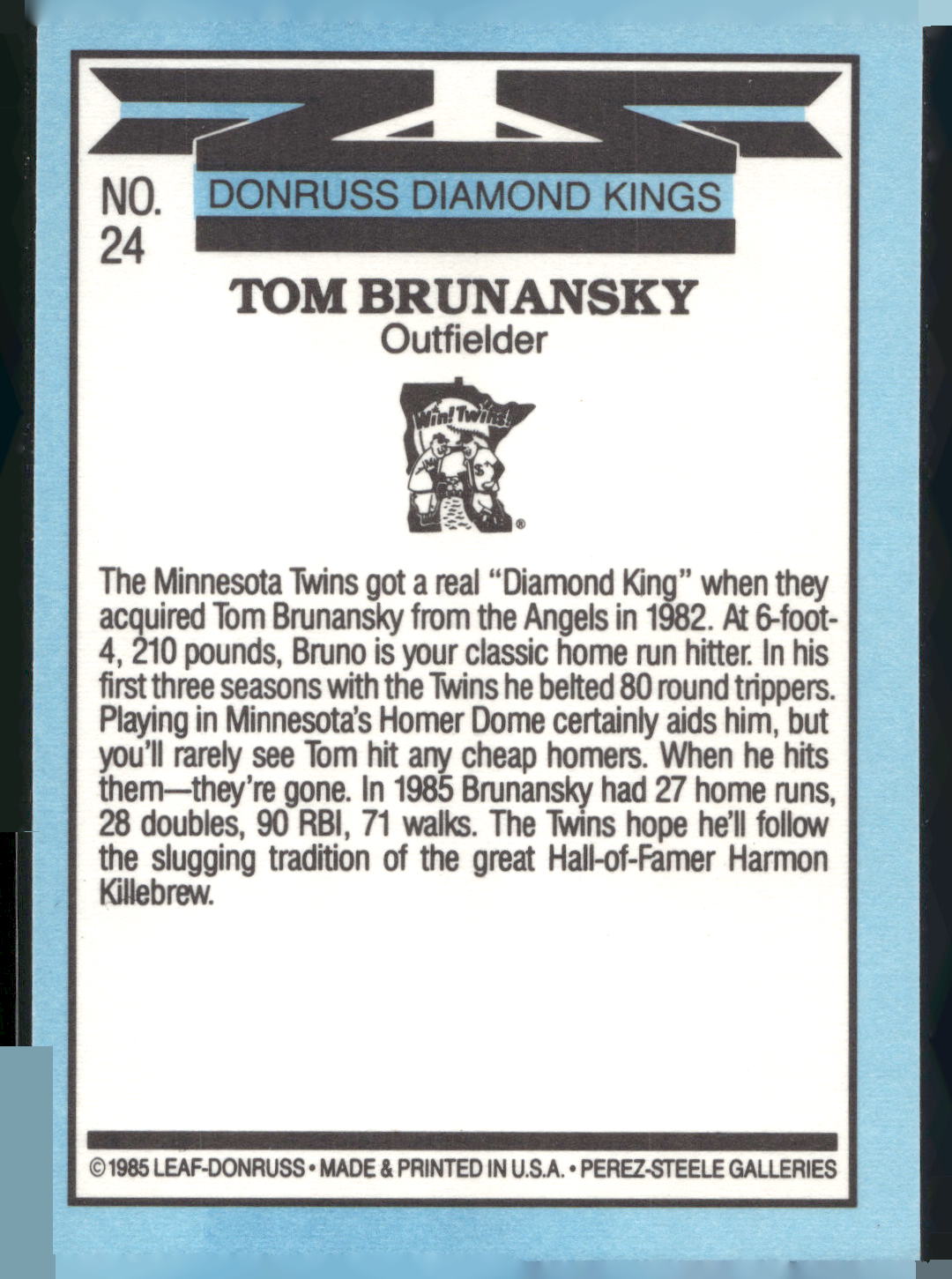 1986 Leaf #24 Tom Brunansky
