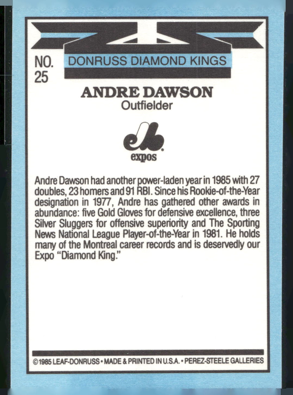 1986 Leaf #25 Andre Dawson