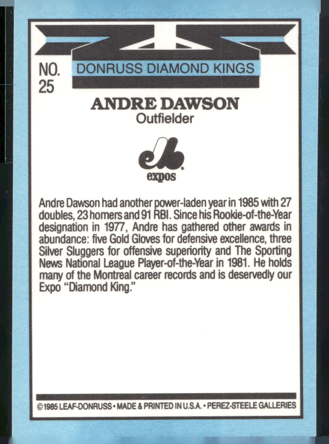 1986 Leaf #25 Andre Dawson