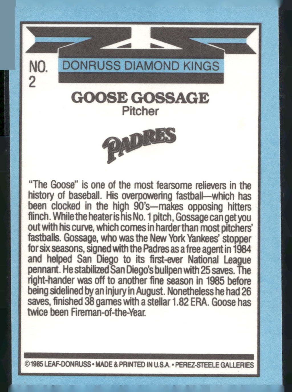 1986 Leaf #2 Goose Gossage