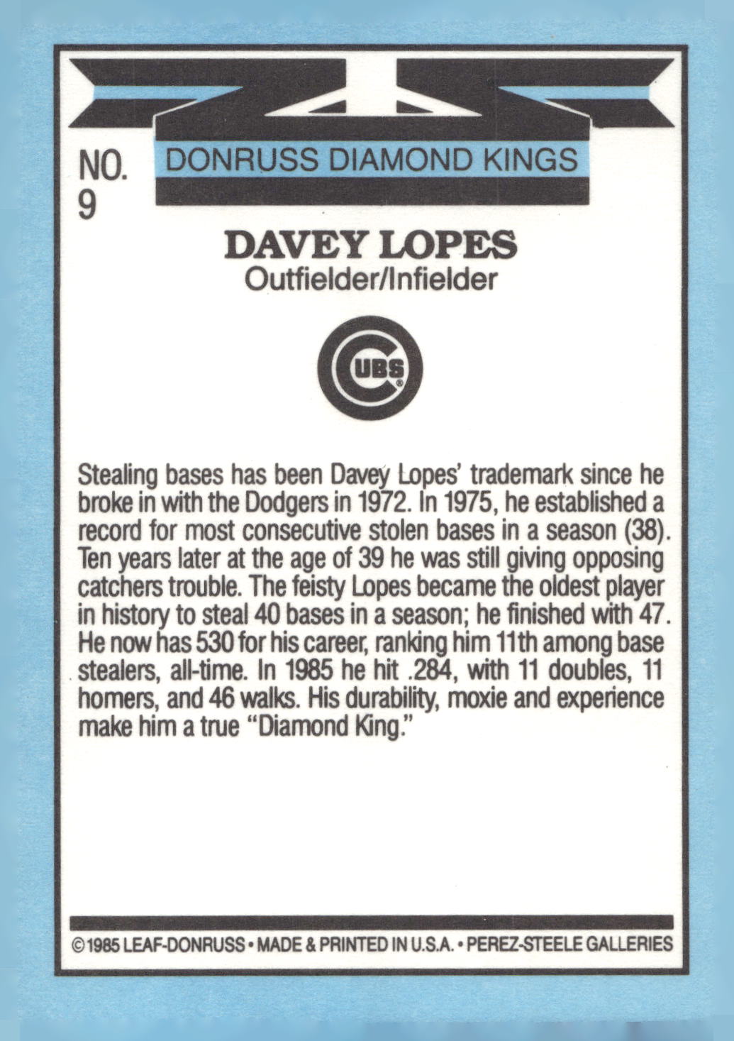 1986 Leaf #9 Davey Lopes