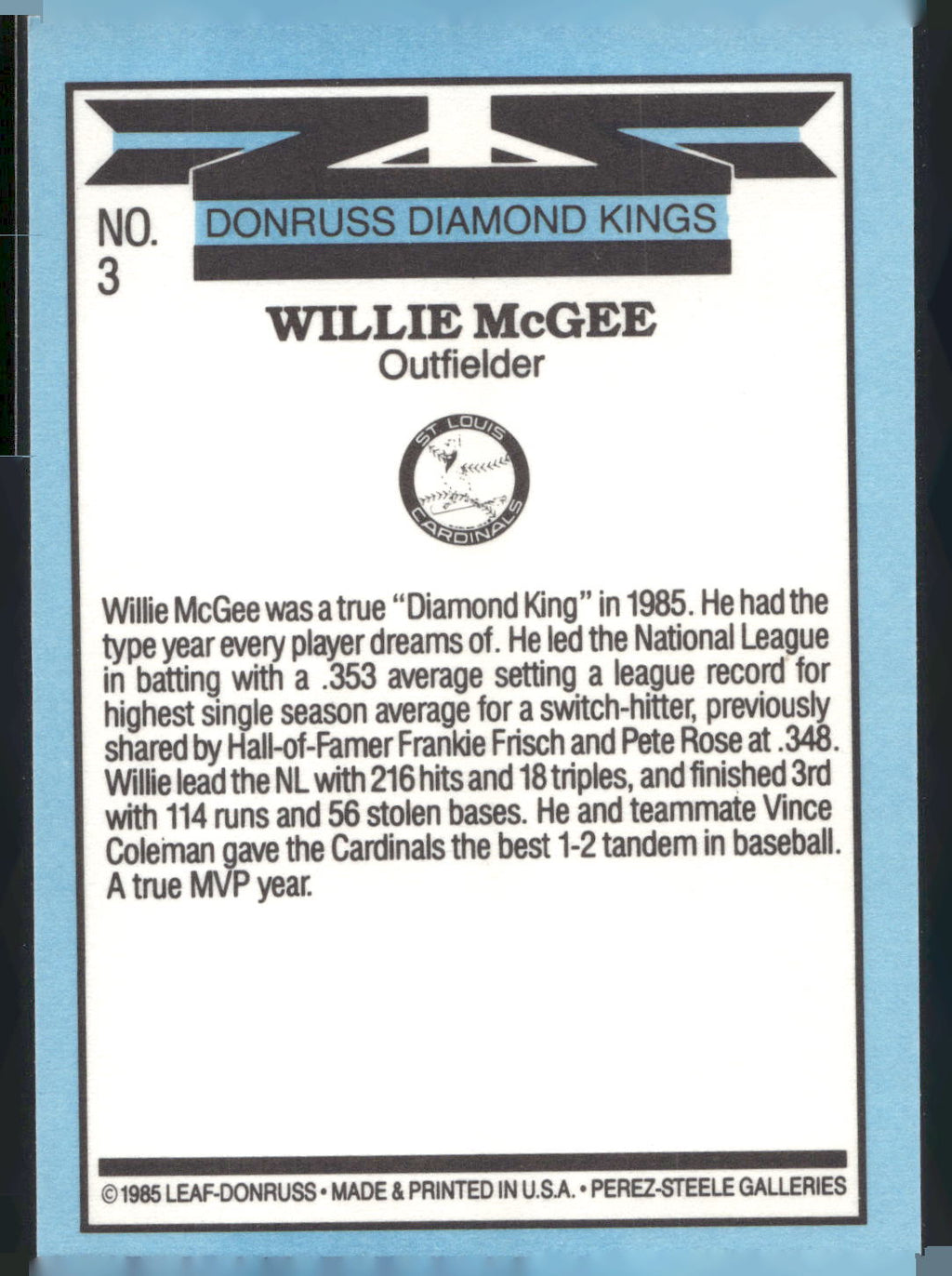 1986 Leaf #3 Willie McGee