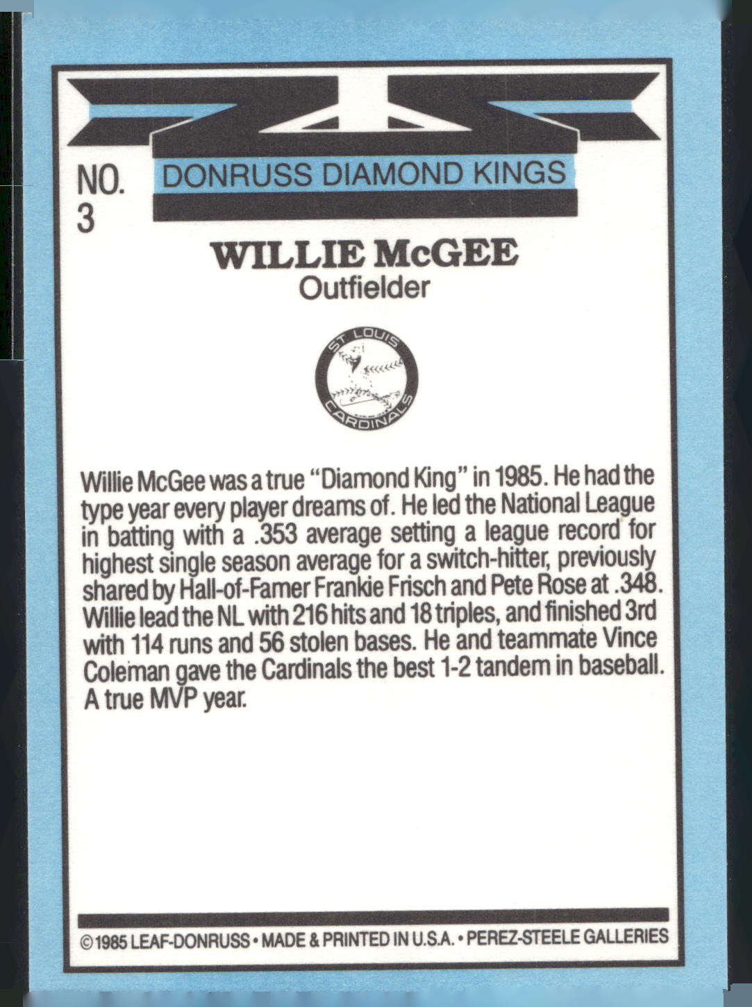 1986 Leaf #3 Willie McGee