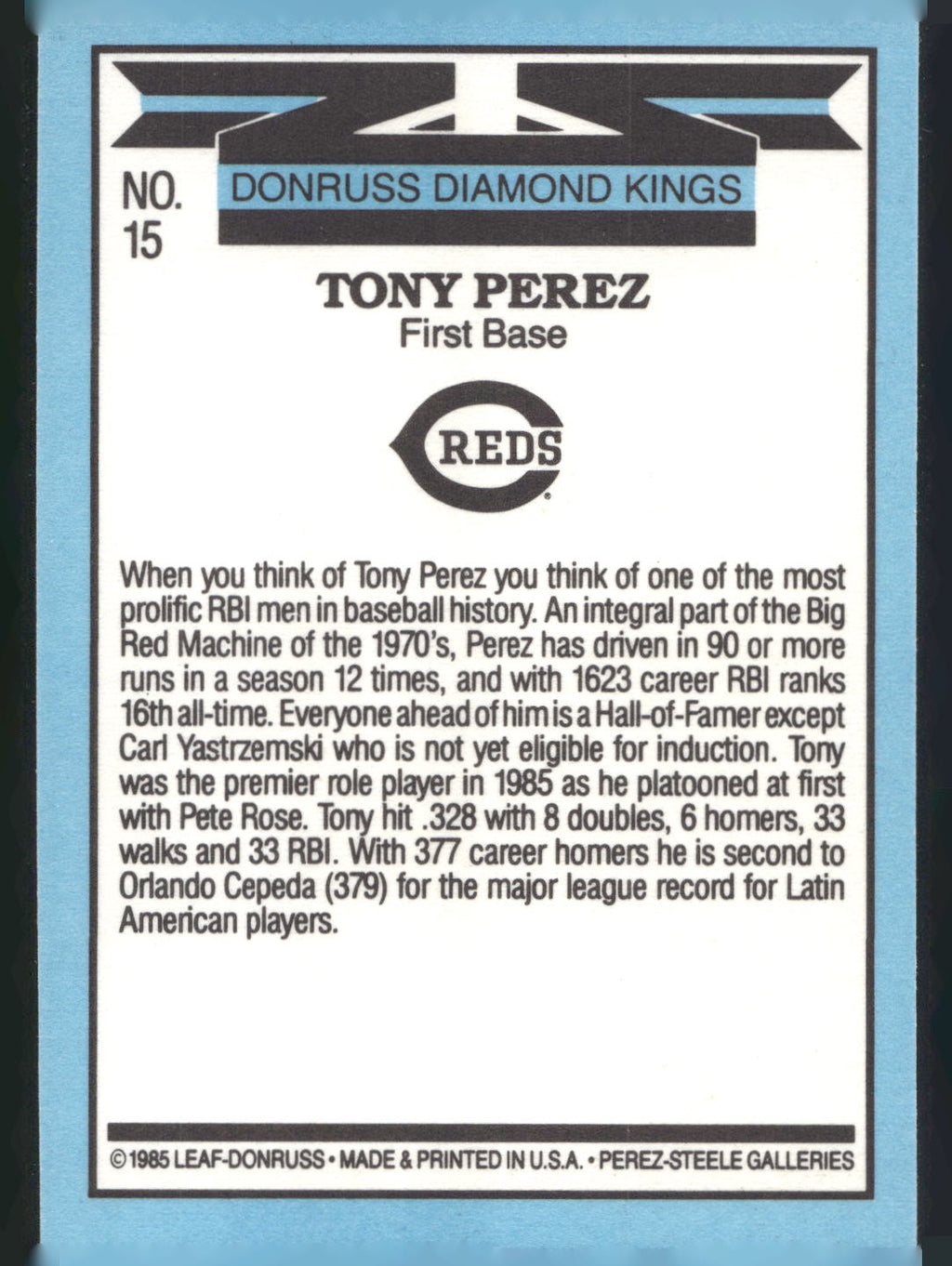 1986 Leaf #15 Tony Perez