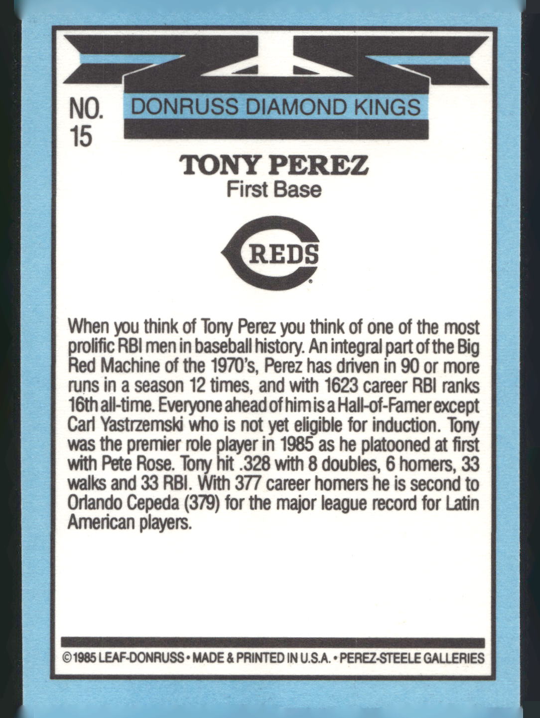 1986 Leaf #15 Tony Perez