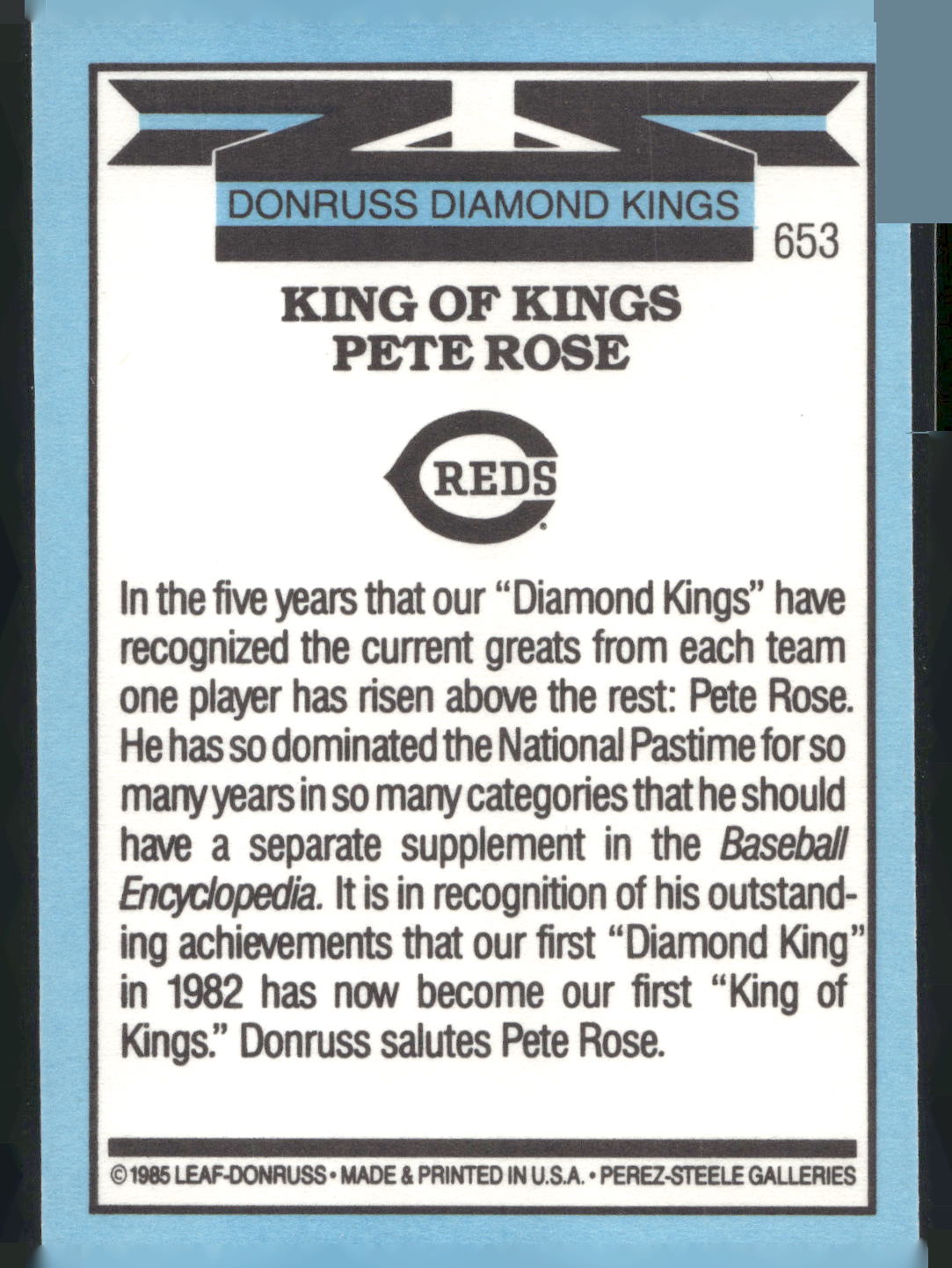 1986 Leaf #260 Pete Rose