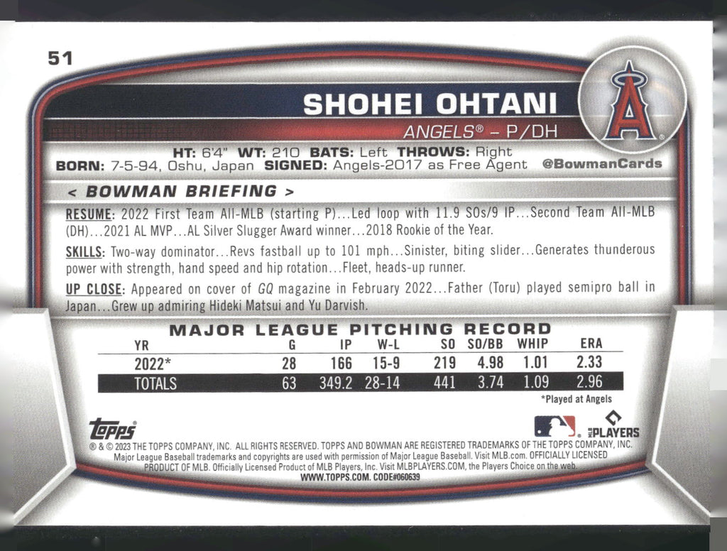 2023 Bowman #51 Shohei Ohtani