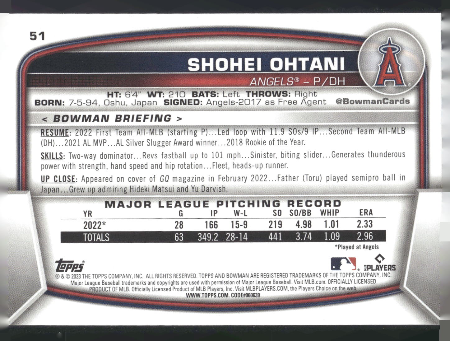 2023 Bowman #51 Shohei Ohtani