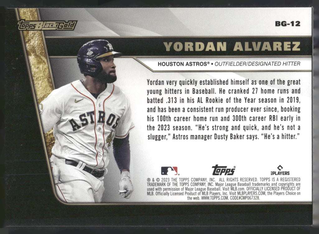2023 Topps Update #BG-12 Yordan Alvarez Topps Black Gold