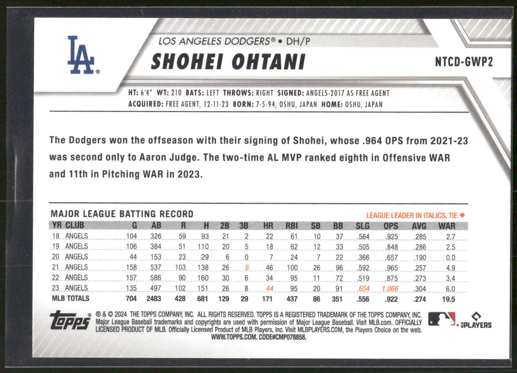 2024 Topps Trading Card Day #NTCD-GWP2 Shohei Ohtani Gift with Purchase