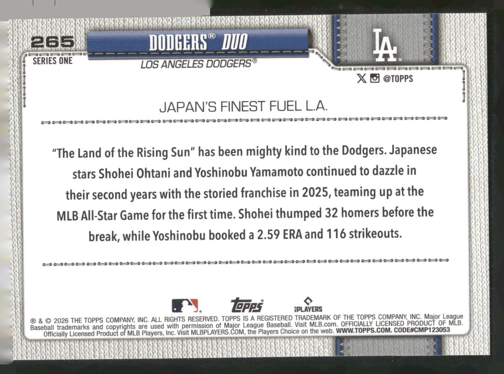 2026 Topps #265 Dodgers Duo