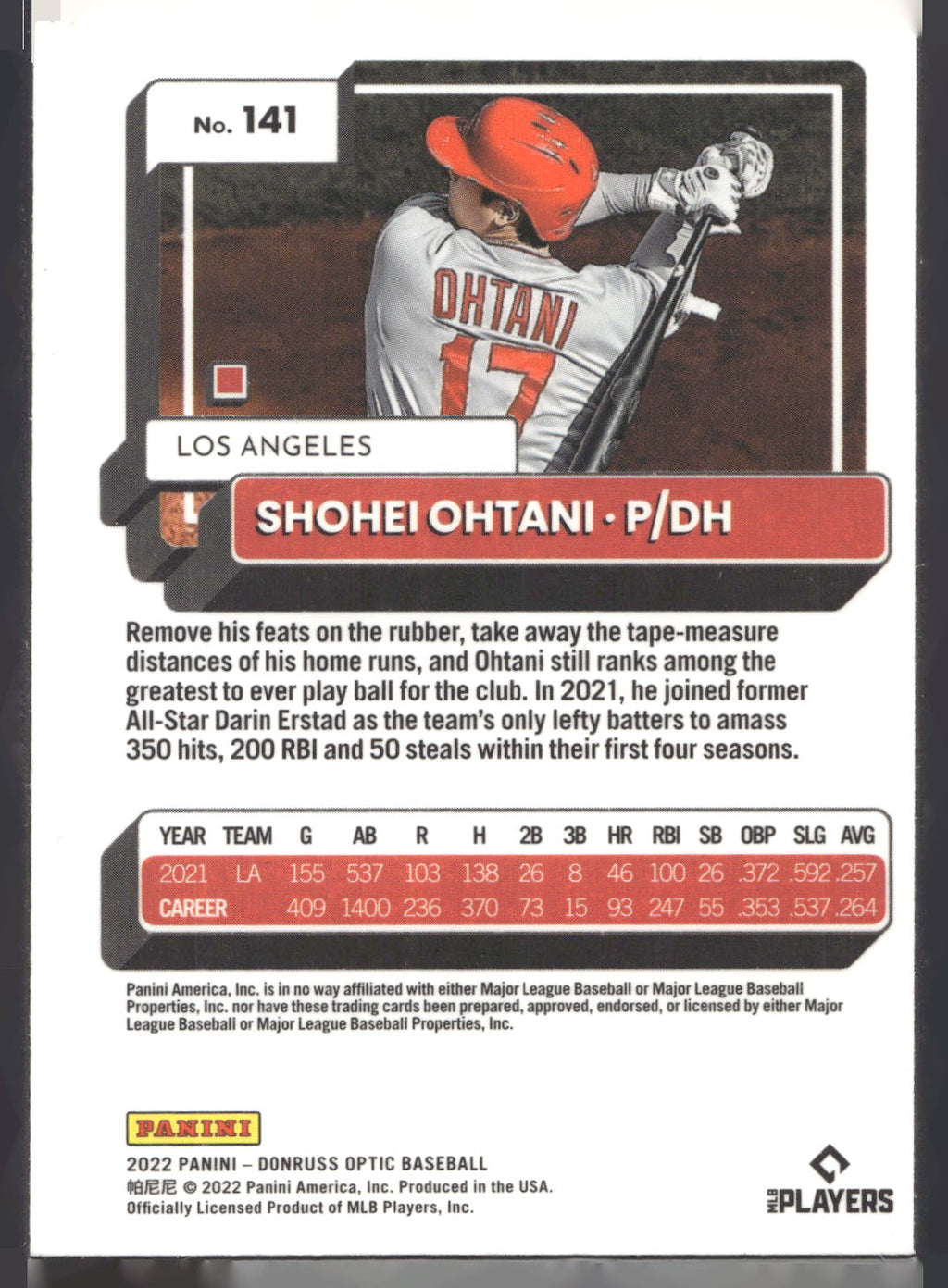 2022 Donruss Optic #141 Shohei Ohtani