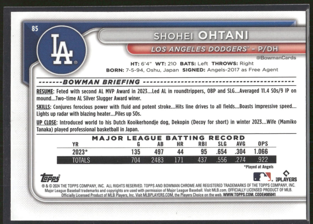 2024 Bowman Chrome #85 Shohei Ohtani