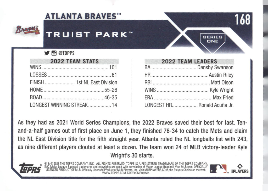 2023 Topps #168 Atlanta Braves
