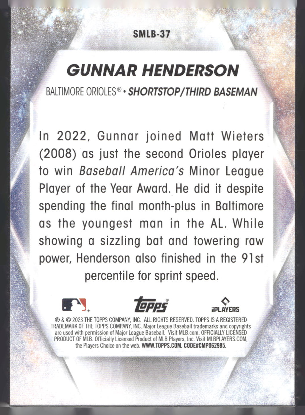 2023 Topps #SMLB-37 Gunnar Henderson Stars of MLB