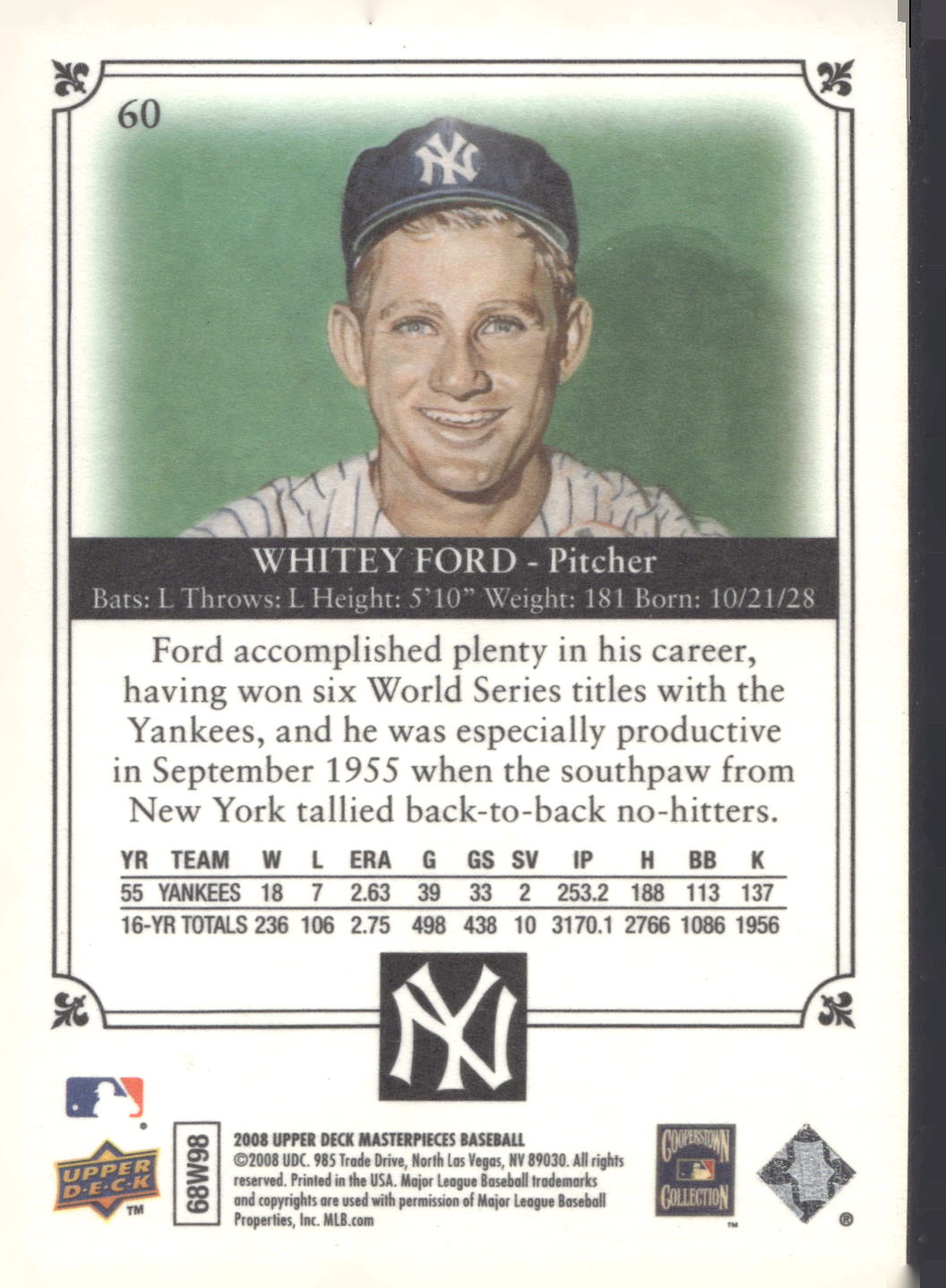 2008 Upper Deck Masterpieces #60 Whitey Ford