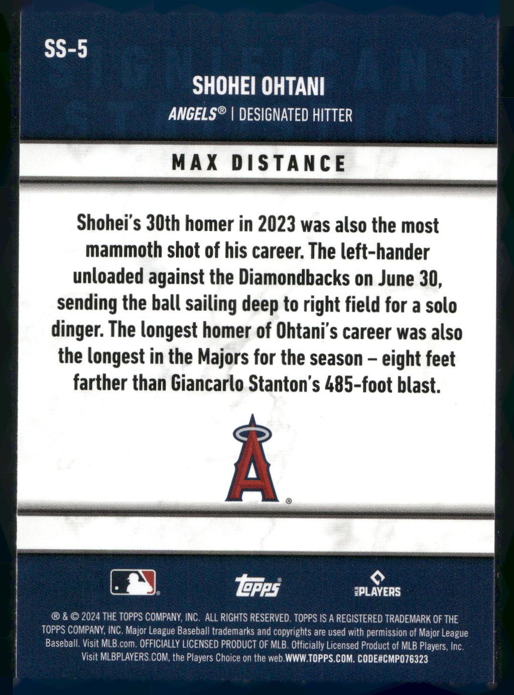 2024 Topps #SS-5 Shohei Ohtani Significant Statistics