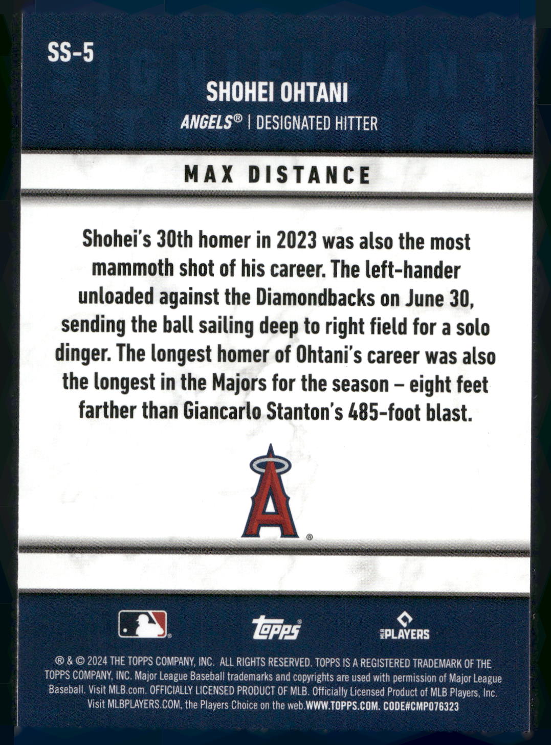 2024 Topps #SS-5 Shohei Ohtani Significant Statistics