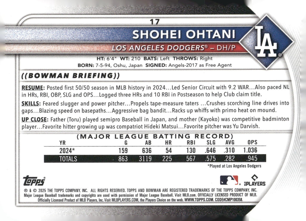 2025 Bowman #17 Shohei Ohtani