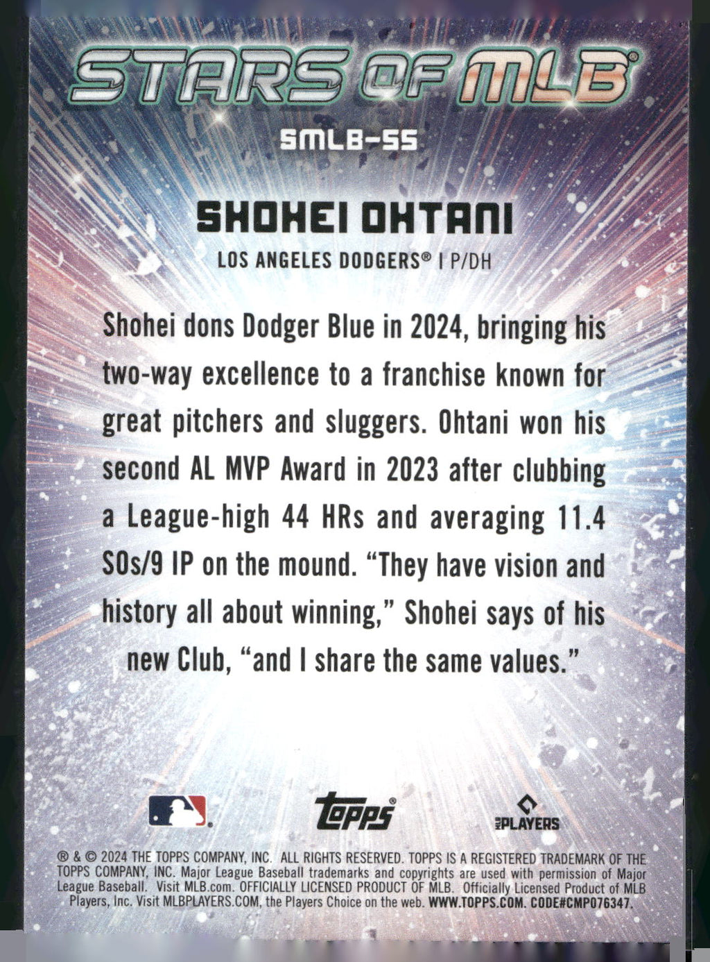 2024 Topps #SMLB-55 Shohei Ohtani Stars of MLB