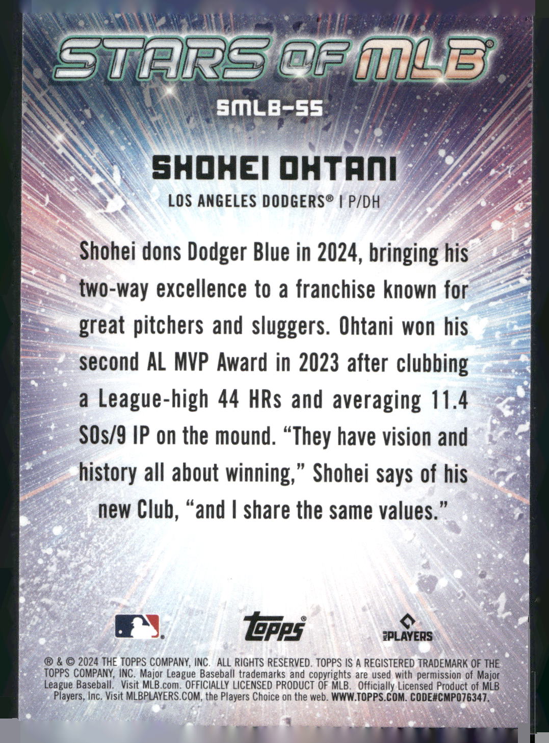 2024 Topps #SMLB-55 Shohei Ohtani Stars of MLB