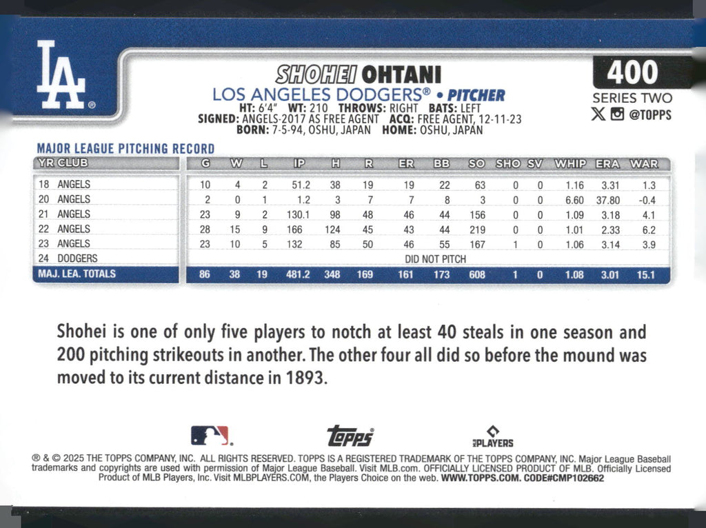 2025 Topps #400 Shohei Ohtani