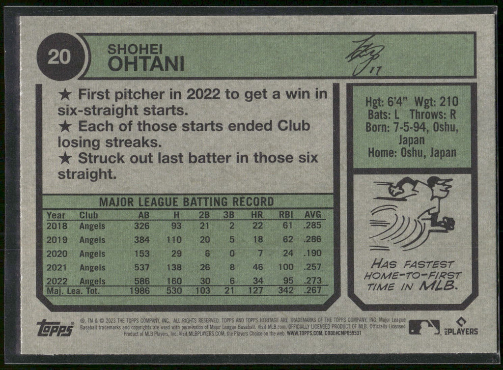 2023 Topps Heritage #20 Shohei Ohtani