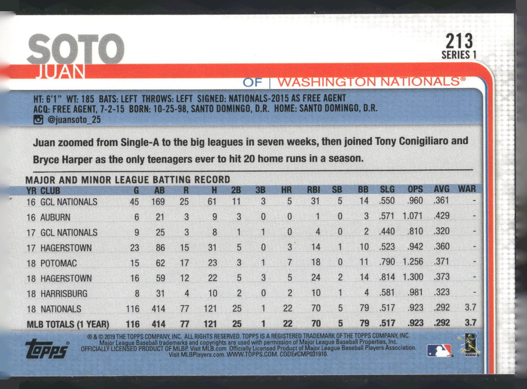 2019 Topps #213 Juan Soto