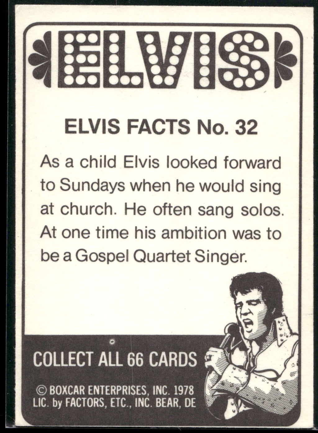 1978 Donruss Elvis Presley #32 As a child Elvis looked forward to Su