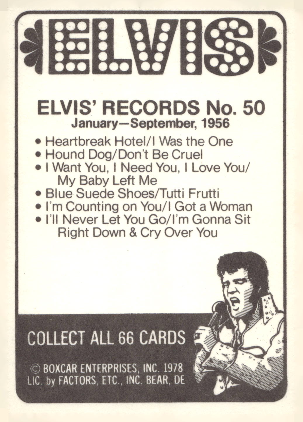 1978 Donruss Elvis Presley #50 January-September,
