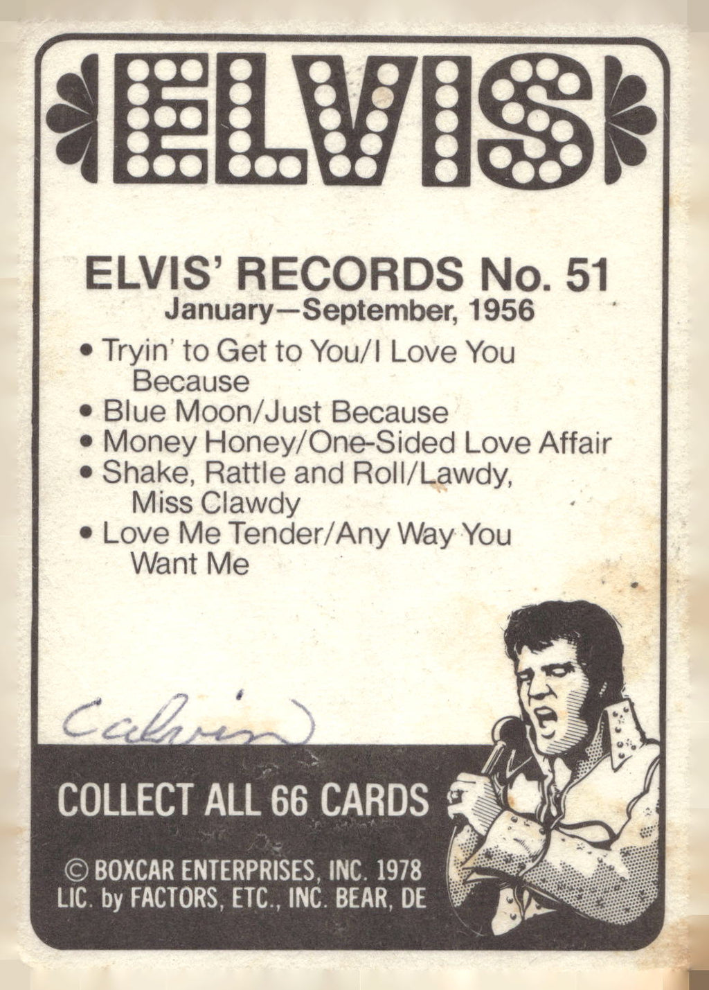 1978 Donruss Elvis Presley #51 January-September,