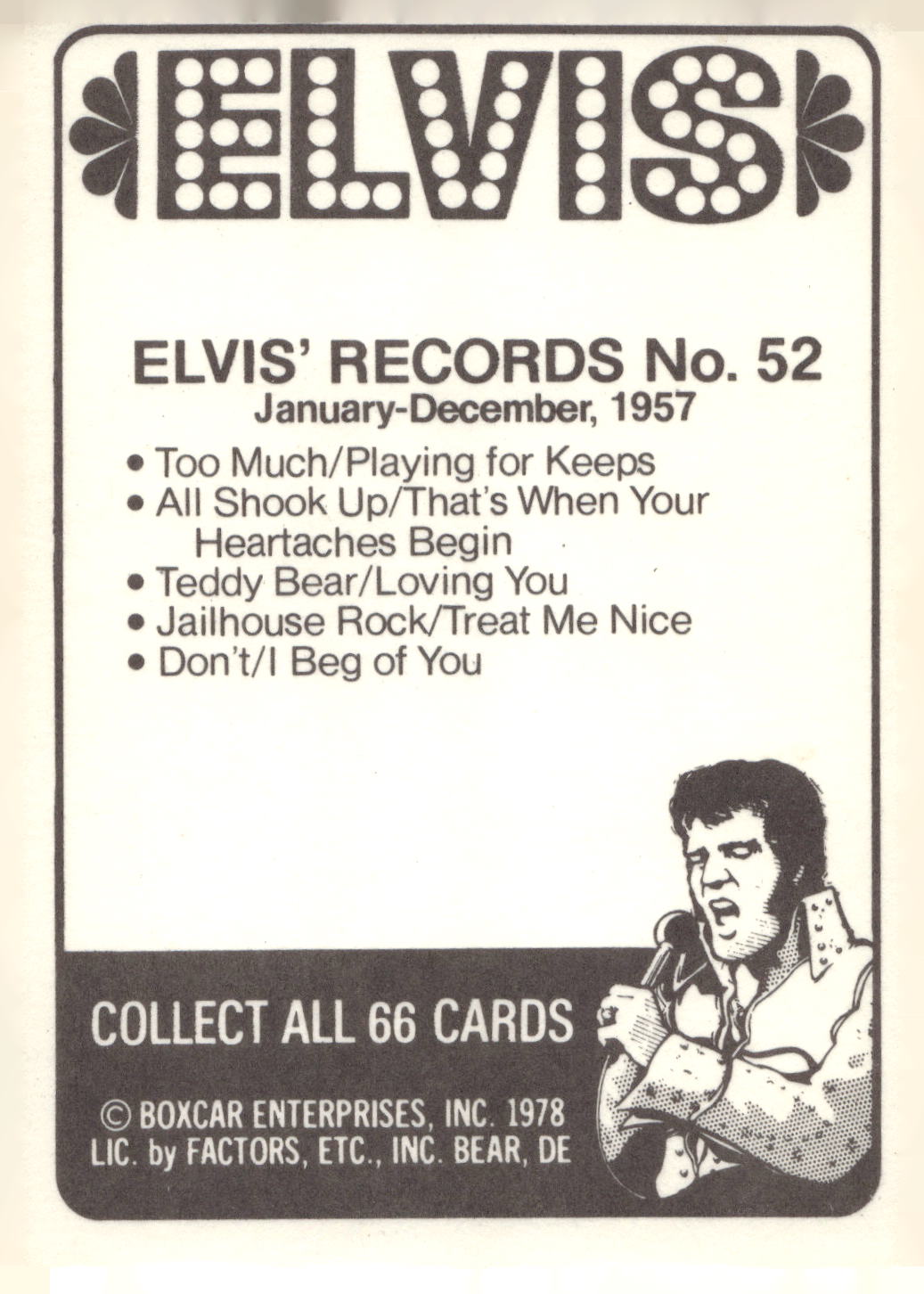 1978 Donruss Elvis Presley #52 January-December,