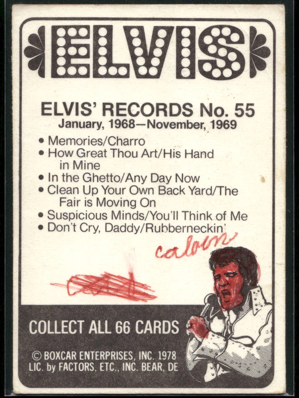1978 Donruss Elvis Presley #55 January, 1968-November,