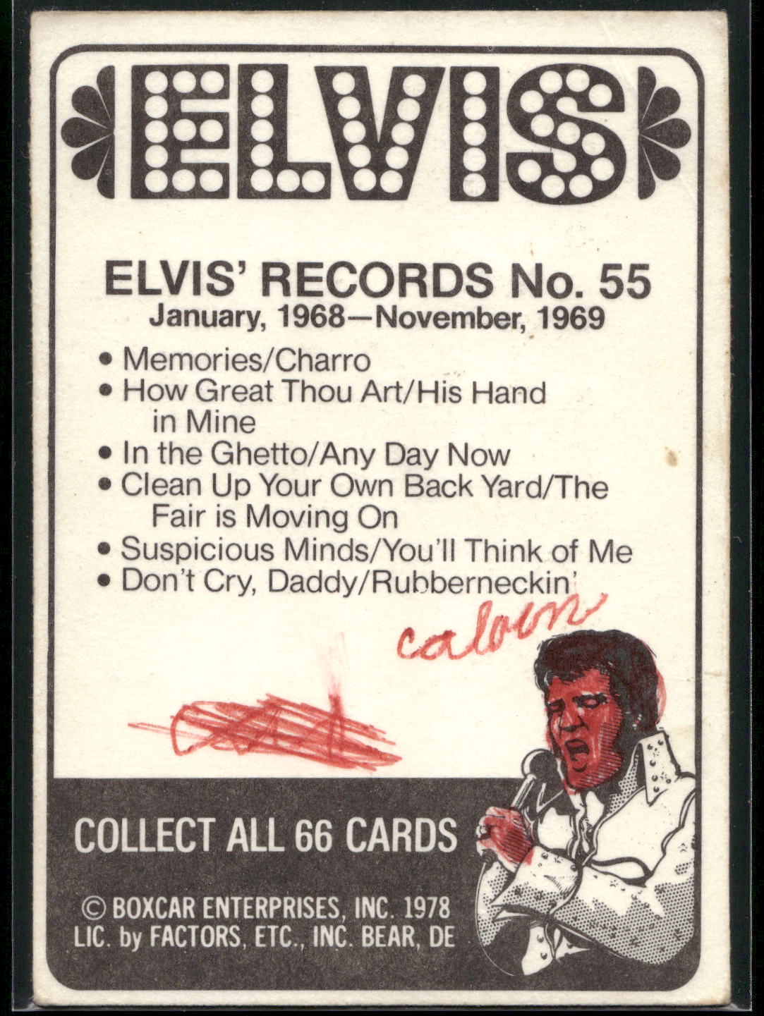 1978 Donruss Elvis Presley #55 January, 1968-November,