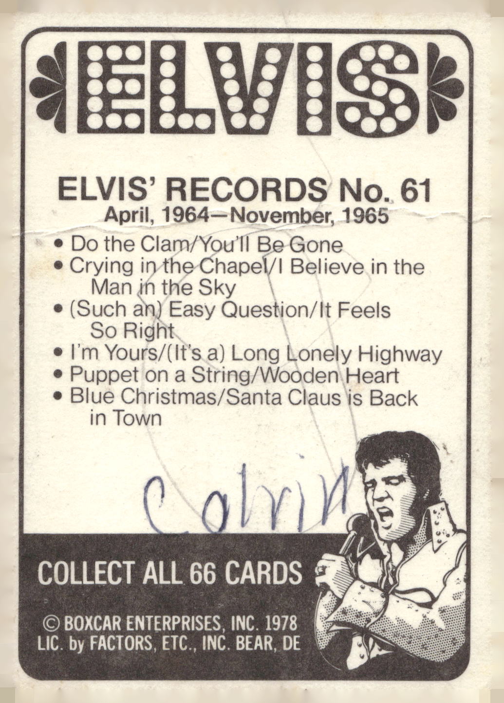 1978 Donruss Elvis Presley #61 April, 1964-November,