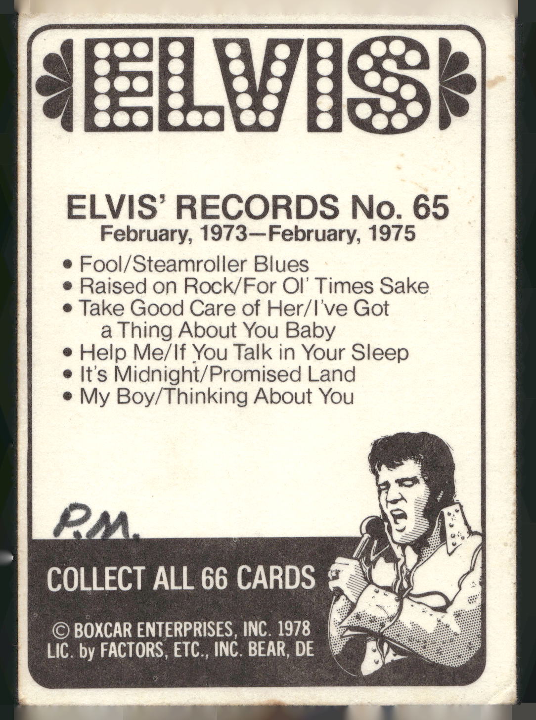1978 Donruss Elvis Presley #65 February, 1973-February,