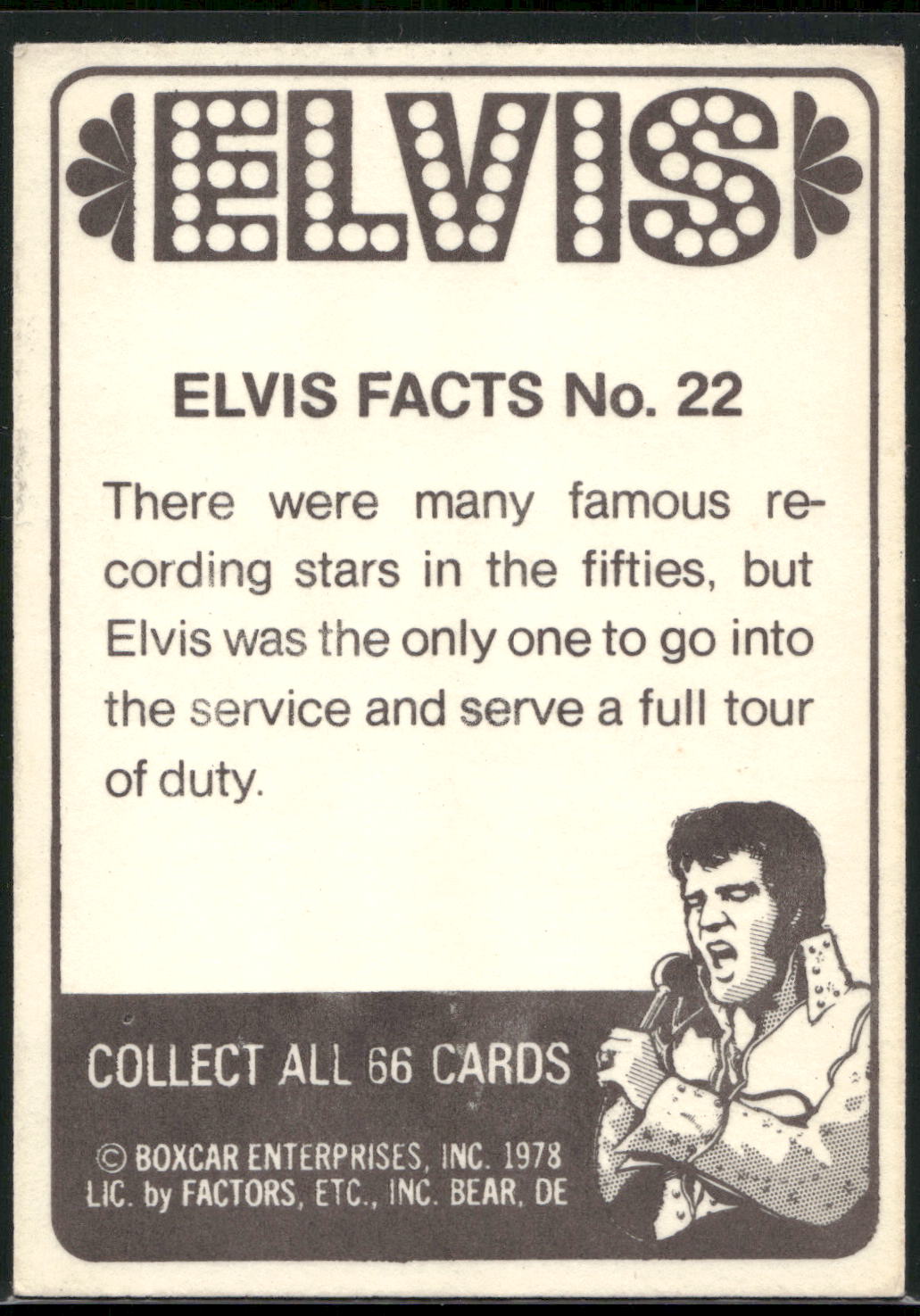 1978 Donruss Elvis Presley #22 There were many famous recording star