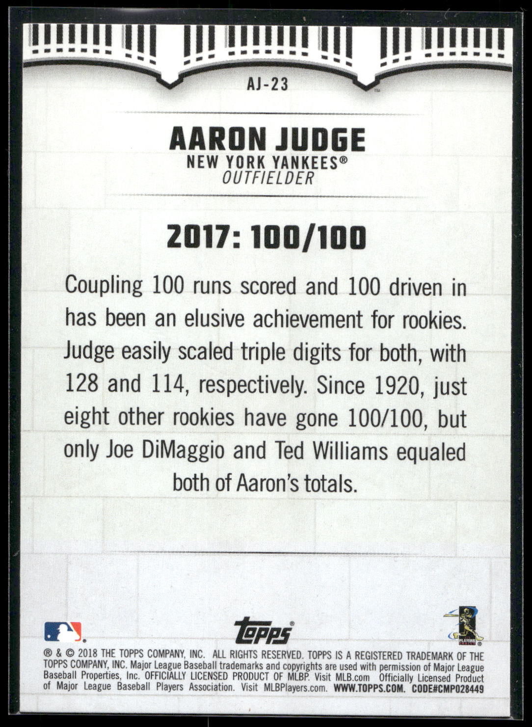 2018 Topps #AJ-23 Aaron Judge Aaron Judge Highlights