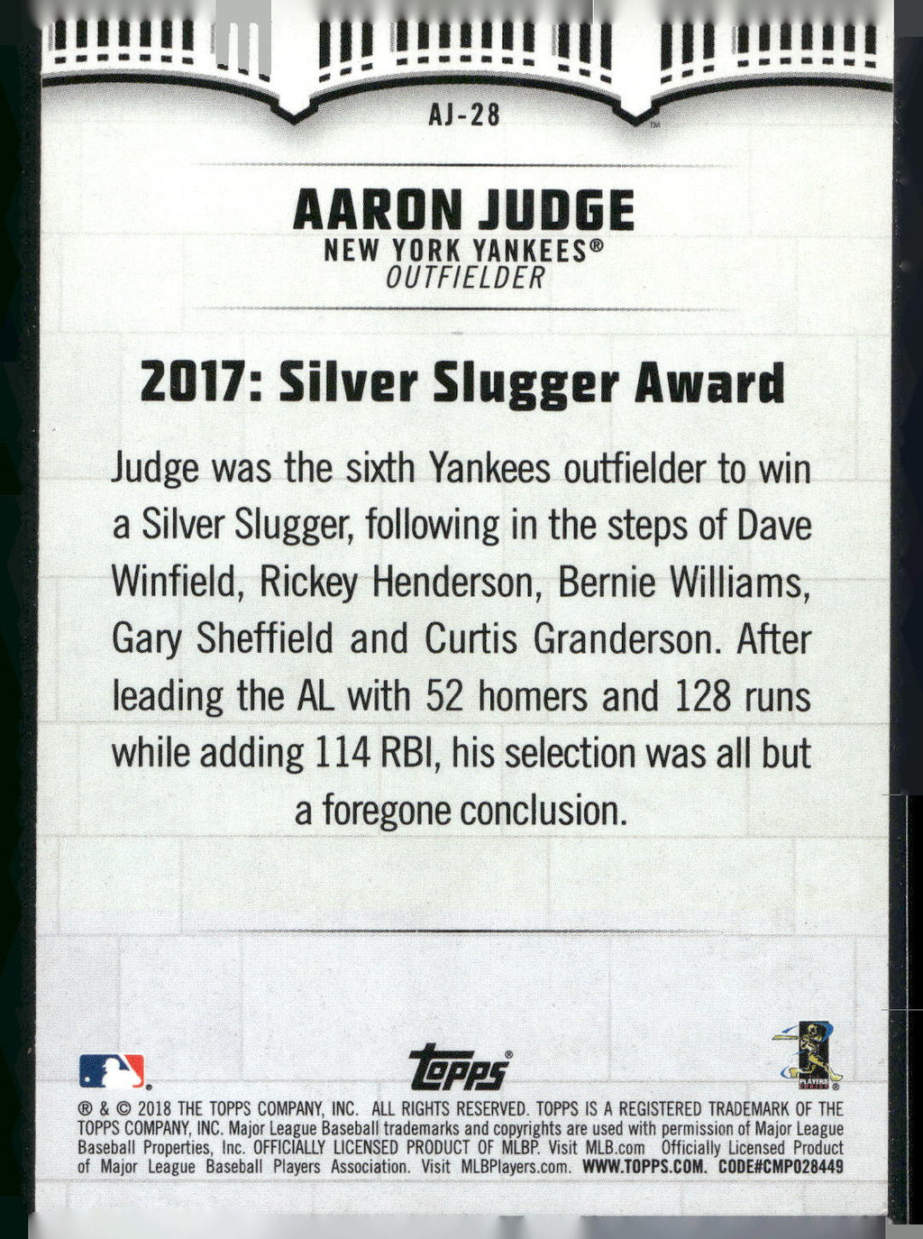 2018 Topps #AJ-28 Aaron Judge Aaron Judge Highlights
