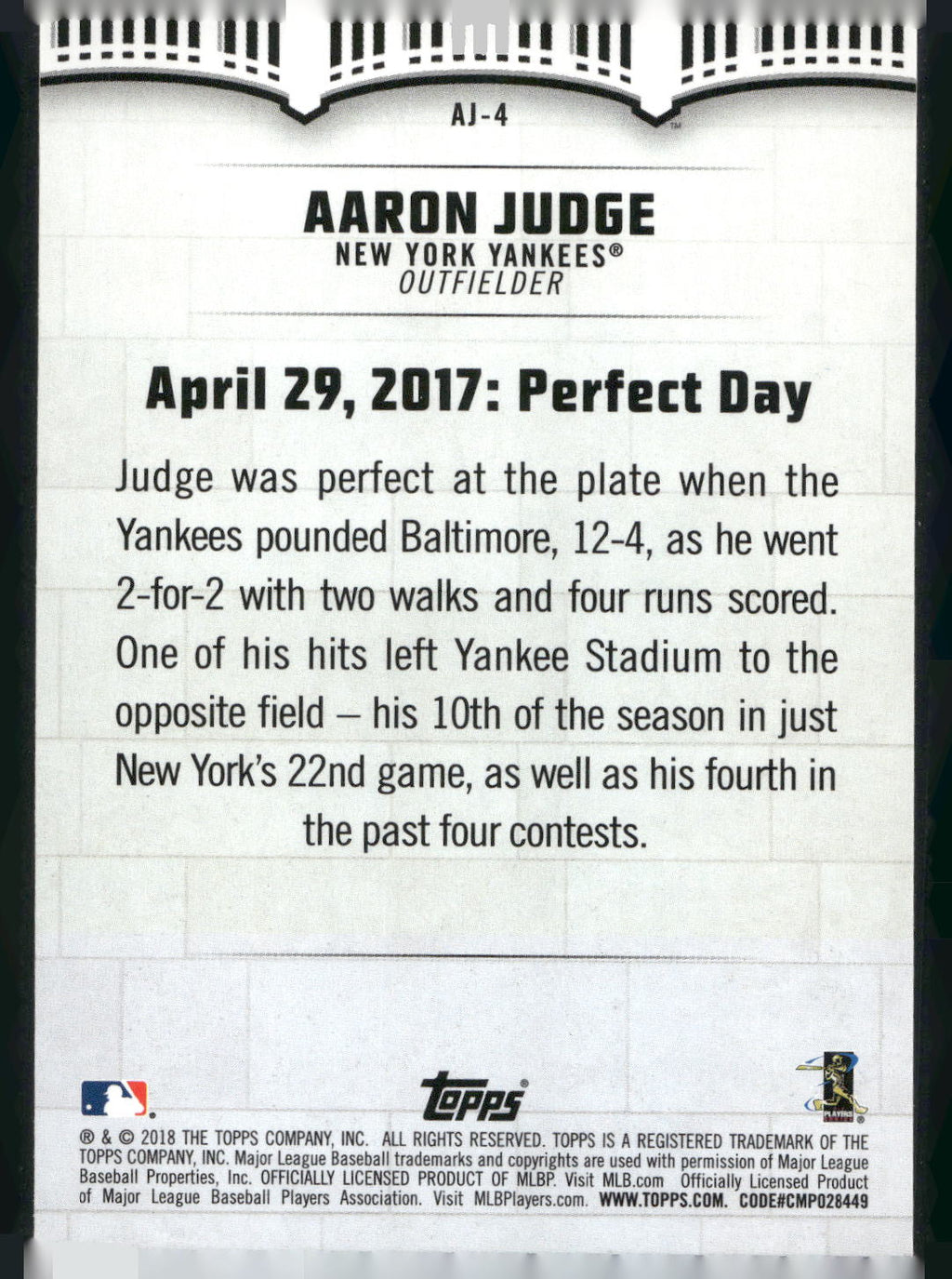 2018 Topps #AJ-4 Aaron Judge Aaron Judge Highlights Blue