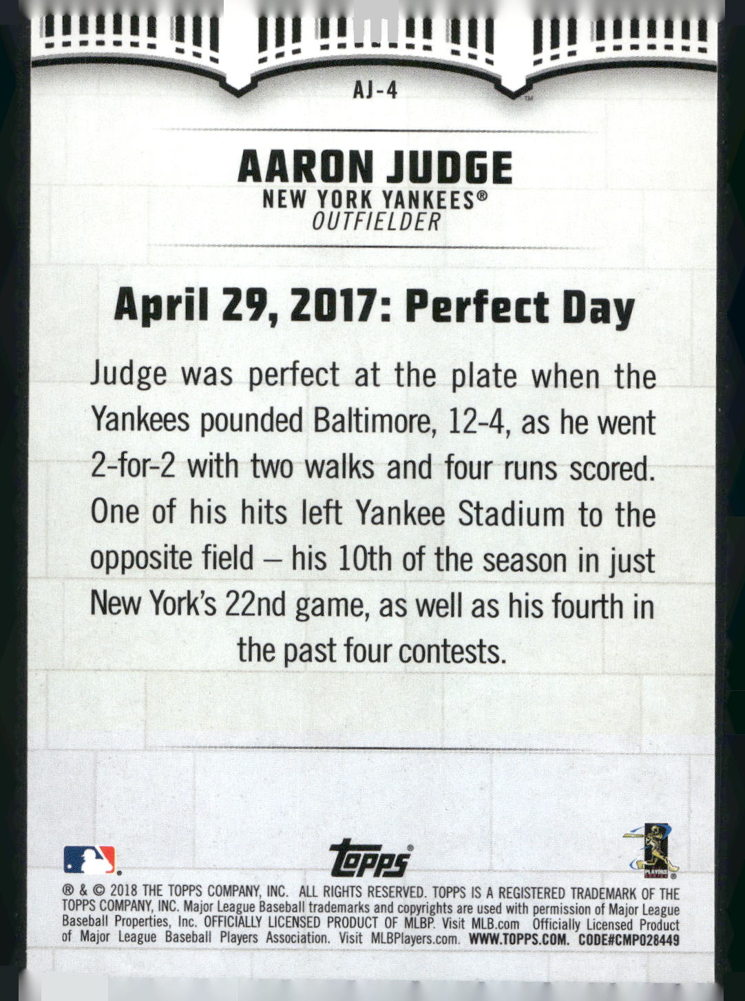 2018 Topps #AJ-4 Aaron Judge Aaron Judge Highlights Blue