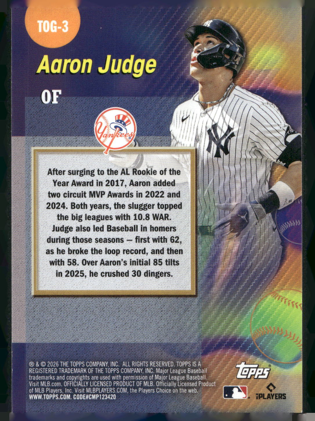 2026 Topps #TOG-3 Aaron Judge Titans of the Game