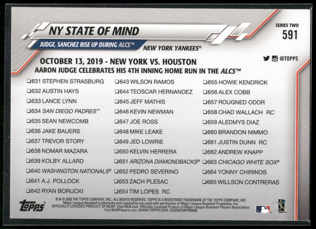 2020 Topps #591 NY State of Mind