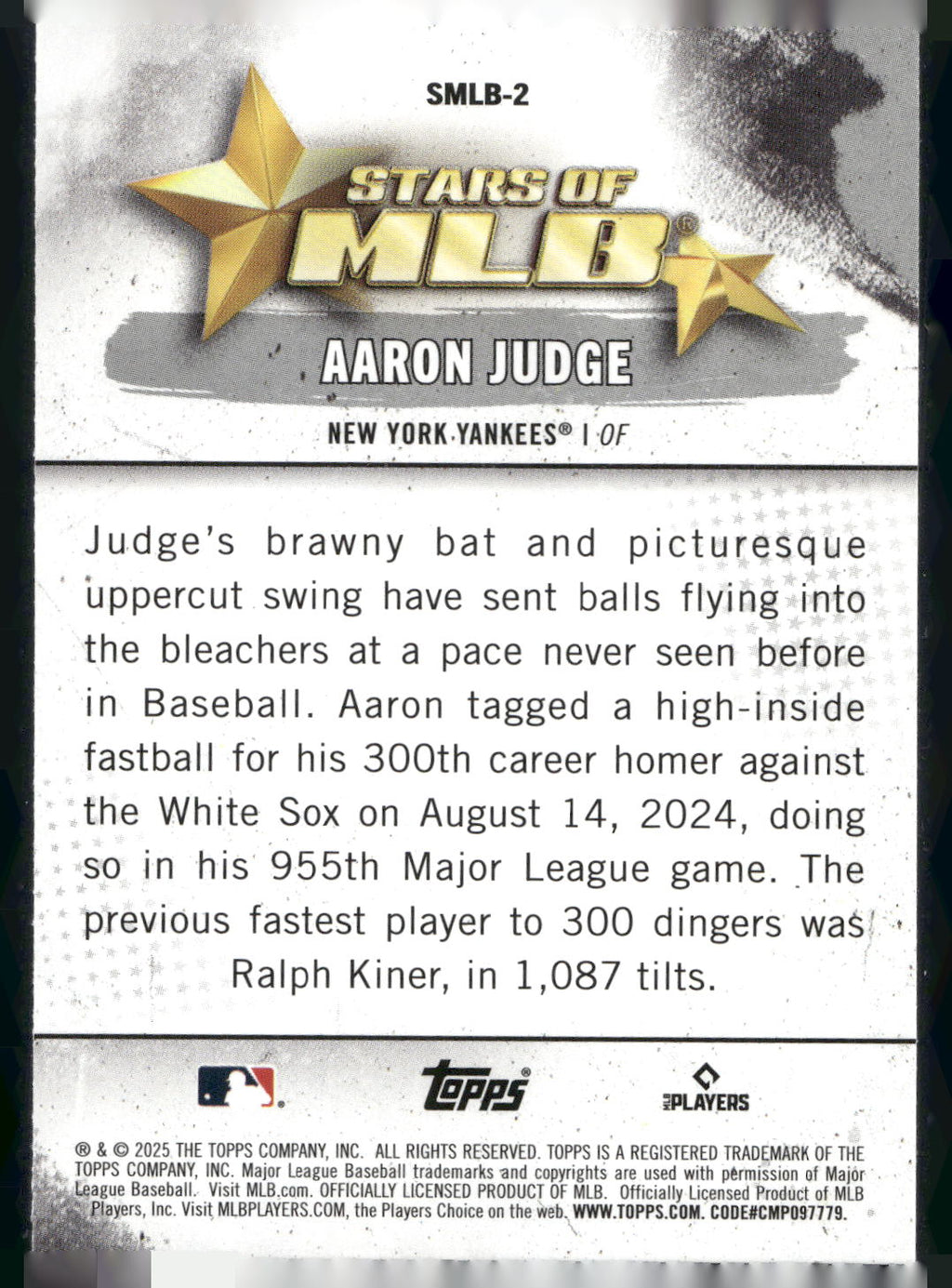 2025 Topps #SMLB-2 Aaron Judge Stars of MLB