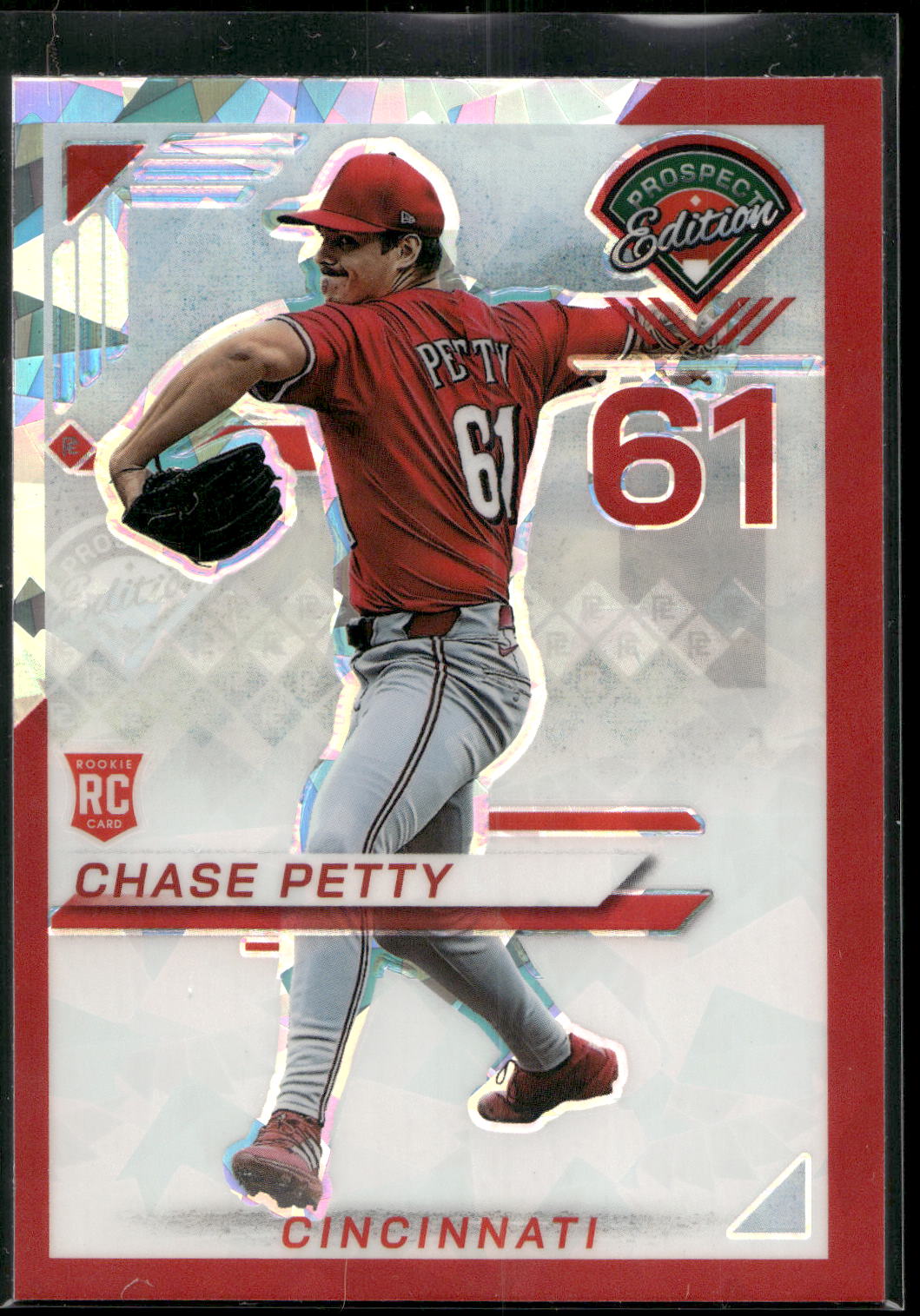 2025 Panini Prospect Edition #180 Chase Petty Holo Prospect Ticket - Red Ice
