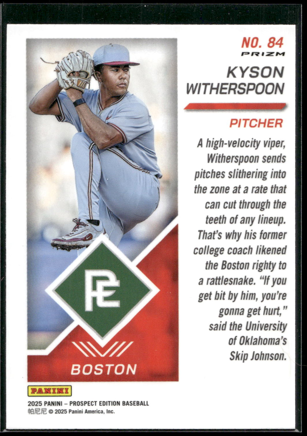 2025 Panini Prospect Edition #84 Kyson Witherspoon Holo Red Ice